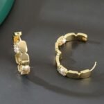 Rose Gold Honeycomb Hoop Earrings, Light Luxury Bold Ear Cuffs For Women - Image 5