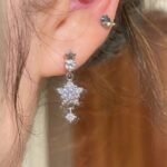 Bling Star Zircon Titanium Steel Studs, Exquisite Star Ear Cuffs & Dangle Earrings