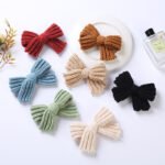 Girls' Yarn Bow Hair Maca Color Pair Clips - Image 7