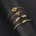 Tocona  T Fashion Bohemia Leaf Knot Hand Cuff Link Chain Charm Bracelet Bangle For Women Gold Bracelets Femme Jewelry 6115 - Image 2