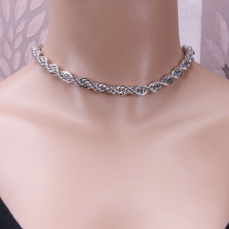 1614150719479.jpg IngeSight.Z Goth Gothic Metal Twisted Rope Chain Choker Necklace Simple Minimalist Short Clavicle Collar Neck Necklaces Jewelry - Image 1