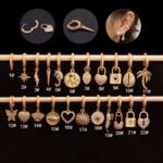 Unusual Piercing Stud Earrings for Women Fashion Jewelry Girls Cute Heart Lock Anime Drop Hoop Earrings Ear Cuffs