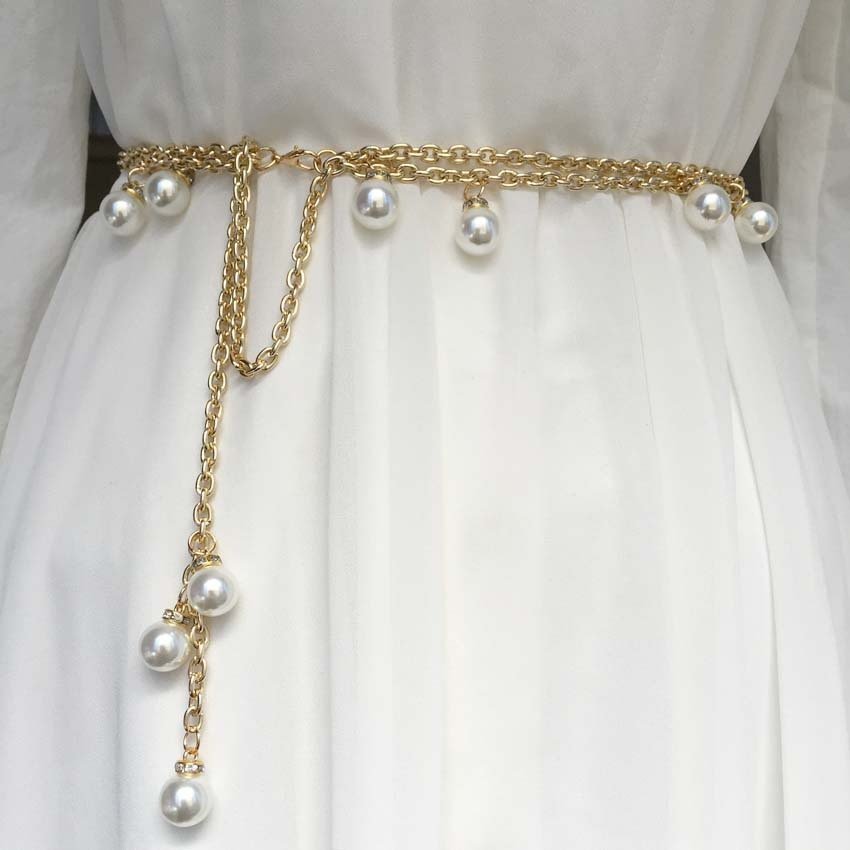 1623123017501.jpg Pearl Waist Chain Women's Decorative Dress All-match Belt Women's Thin Korean Version - Image 1