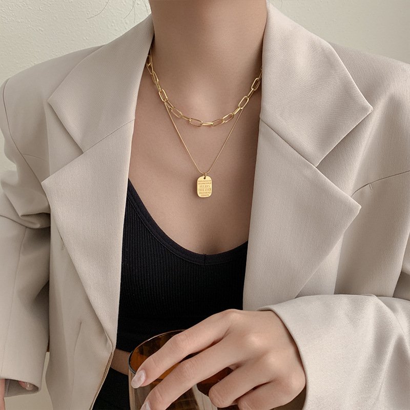 1623548229024.jpg Punk Vintage Multi Layer Tag Pendant Necklace For Women 2 Layered Glod Portrait Choker Chain Necklace Jewelry - Image 1
