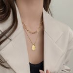 Punk Vintage Multi Layer Tag Pendant Necklace For Women 2 Layered Glod Portrait Choker Chain Necklace Jewelry - Image 5