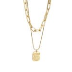 Punk Vintage Multi Layer Tag Pendant Necklace For Women 2 Layered Glod Portrait Choker Chain Necklace Jewelry - Image 3