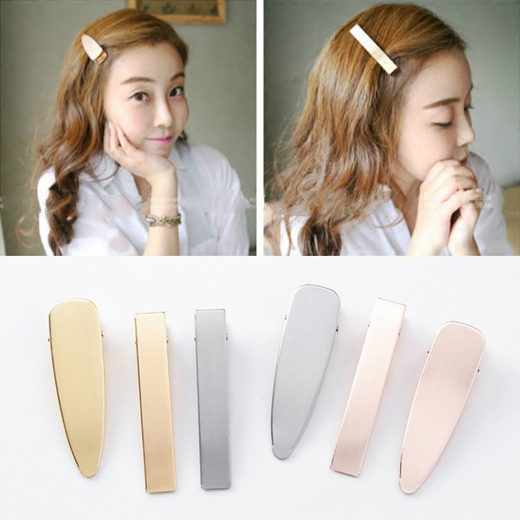 174080882450.jpg Elegant wild retro matte brushed metal hair clips Duckbill clips bangs clip side headdress - Image 1
