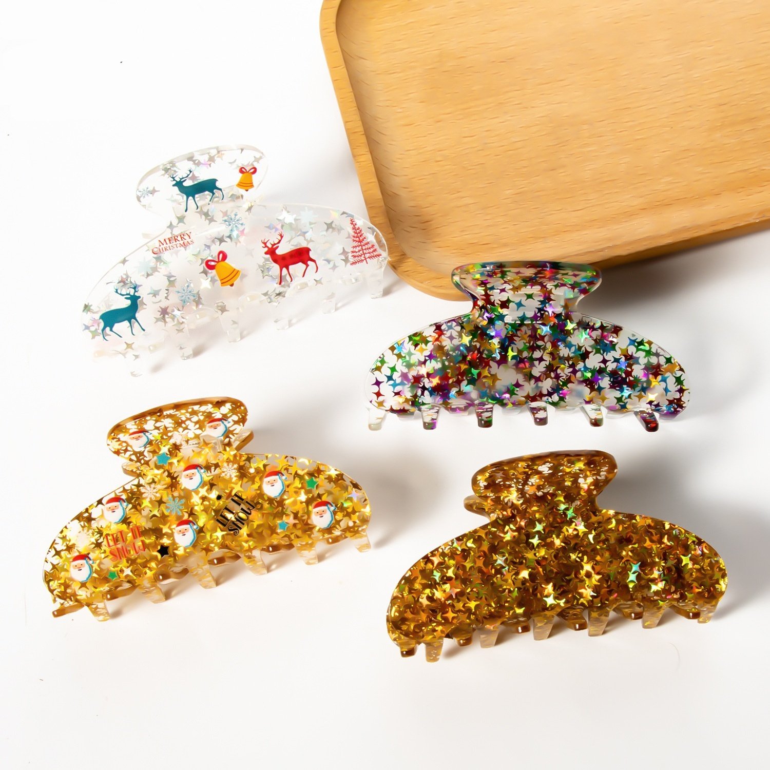 1f93f2c2-8611-4a42-a81d-54f4cd36430e_fine.jpeg Christmas Decorations Acrylic Hair Clips Headpieces Hairpins - Image 1