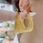 Gold Hoop Ear Cuffs Women Sparkling Plain Hoops Shiny Earrings - Image 8