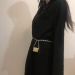 Women's Fashion PU Leather Knitted Chain Cummerbunds Female Dress Corsets Waistband Belts Decoration Narrow Belt - Image 2