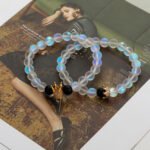 2pcs/set 8mm Stone Beaded Bracelet Lovers Crystal Crown Couple Bracelets & Bangles Pulsera - Image 5