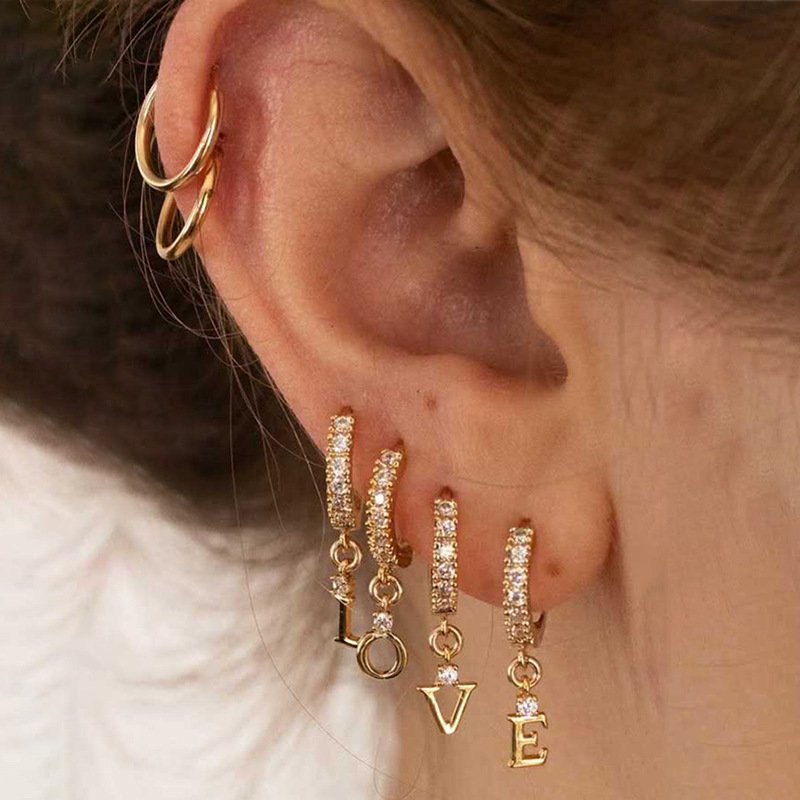 302d4b0f-9720-40ed-b999-7043c3dce278.jpg LOVE Letter Pendant Hoop Earrings Suit - Image 1