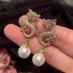 Women's Red Bead Pendant Dangle Earrings, Festive New Year Ear Jewelry, Niche Designer High-End Temperament Stud Earrings - Image 7