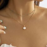 Simple Pearl Double Layered Clavicle Chain Necklace