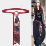 Scarf Belt Accessories For Wome Silk Ribbon Waist Chain Leather - Image 4
