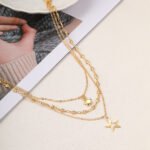 Hollow Pentagram Pendant Necklace Creative Personality Retro Multi-layer Twin Clavicle Chain - Image 5