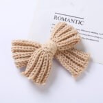 Girls' Yarn Bow Hair Maca Color Pair Clips - Image 6