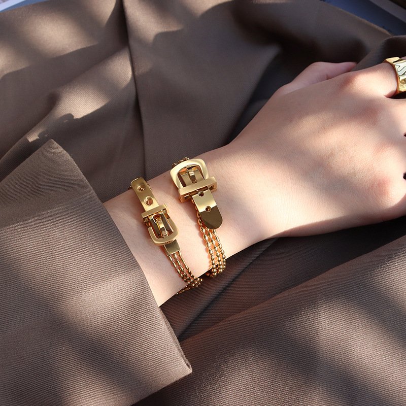 5d8c9035-f36c-4558-8d0e-9063cc02cd51.jpg Stainless Steel Belt Shape Strap Charm Gold Bangle Women Jewelry Gift Punk Layered Bangle Bracelets - Image 1