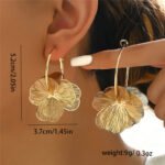 Dangle Flower Earrings For Women  2 Style Floral Drop Hoop Earrings, Statement Trendy Dangle Earrings Jewelry - Image 3