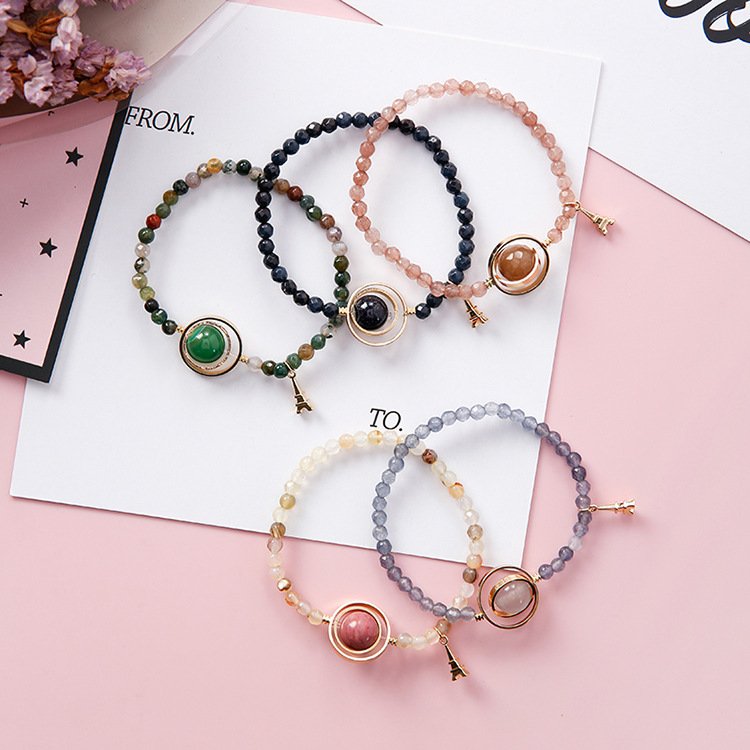 653170921436.jpg Sweet Simple Hollow Geometric Round Circle Crystal Beaded Tower Pendant Bracelet Bangle for Women Girlfriend - Image 1