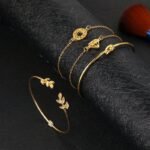 Tocona  T Fashion Bohemia Leaf Knot Hand Cuff Link Chain Charm Bracelet Bangle For Women Gold Bracelets Femme Jewelry 6115 - Image 3
