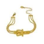 Stainless Steel Belt Shape Strap Charm Gold Bangle Women Jewelry Gift Punk Layered Bangle Bracelets - Image 6