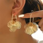 Dangle Flower Earrings For Women  2 Style Floral Drop Hoop Earrings, Statement Trendy Dangle Earrings Jewelry