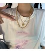 Double Layers Loving Heart Chain Twin Necklace Female Clavicle Chain - Image 3