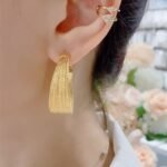 Gold Hoop Ear Cuffs Women Sparkling Plain Hoops Shiny Earrings - Image 5