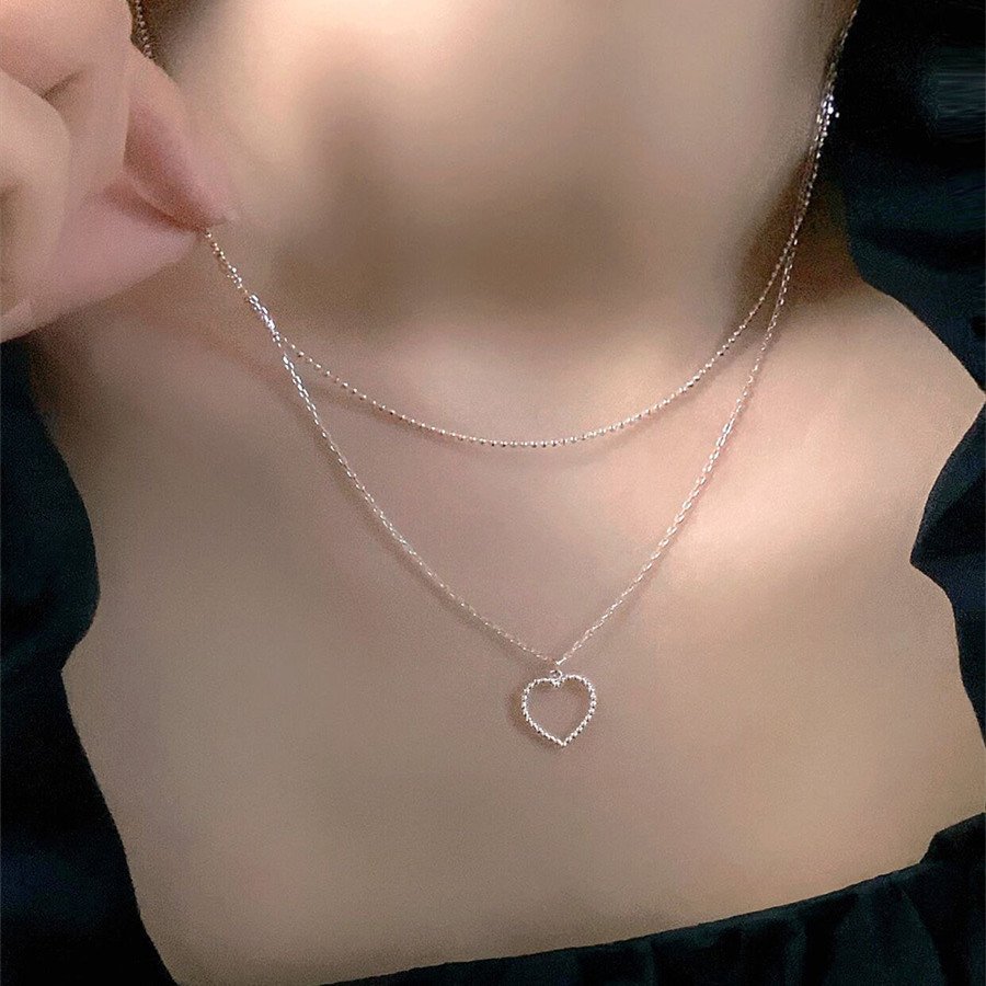 92dc798b-6110-4b48-a346-2507ba2f1601.jpg Double-layer Twin Necklace Love Thin Chain Simple Clavicle Chain - Image 1