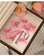 8 Pink Ribbon Bow Hair Clips On The Forehead - Image 8