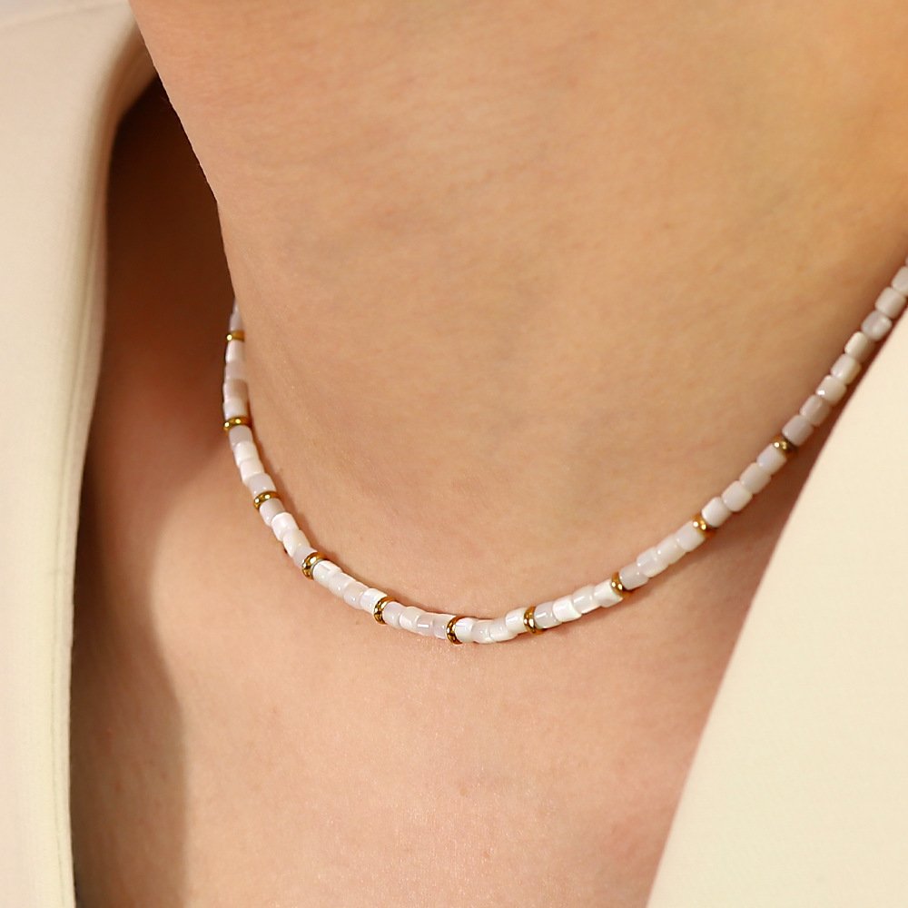 a418116d-68e2-4c20-9025-106eb827a5f0.jpg White Fritillary Twin Clavicle Chain All-match Necklace - Image 1