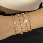 Hollow Metal Fashion Bangle Rhinestone Versatile Chain Bracelet - Image 2