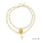 Pearl Choker Clavicle Chain Cross - Image 6