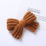 Girls' Yarn Bow Hair Maca Color Pair Clips - Image 2