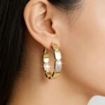 Rose Gold Honeycomb Hoop Earrings, Light Luxury Bold Ear Cuffs For Women - Image 4