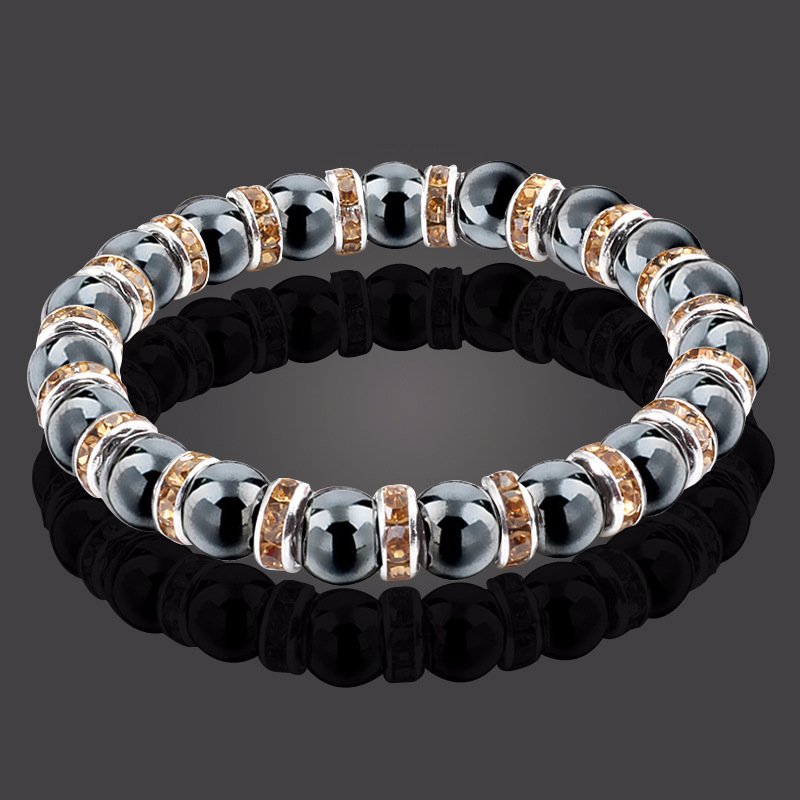d84f8c14-3b39-490a-9feb-eb568de5c6db.jpg Haematite Beaded Bracelet Single Circle Couple Micro Inlay Rhinestones - Image 1