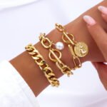 Retro Pearl Chain Beaded Bracelet - Image 3