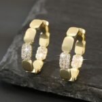 Rose Gold Honeycomb Hoop Earrings, Light Luxury Bold Ear Cuffs For Women