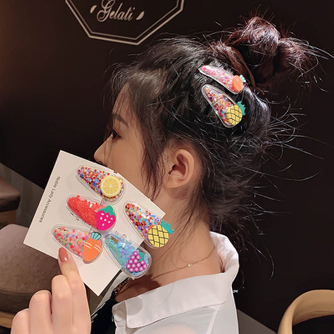 fcbf8f81-61b8-40e7-9c22-62cefac2711f.jpg Children's Hair Ornaments Cartoon Fruit Hair Clips Women's Colorful Quicksand - Image 1